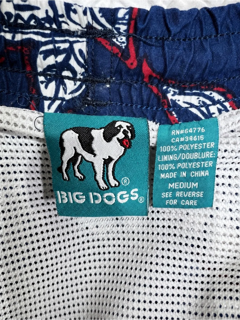 Vintage Big Dogs Men’s Medium Hawaiian Tropical Swim Trunks Board Shorts 1990’s